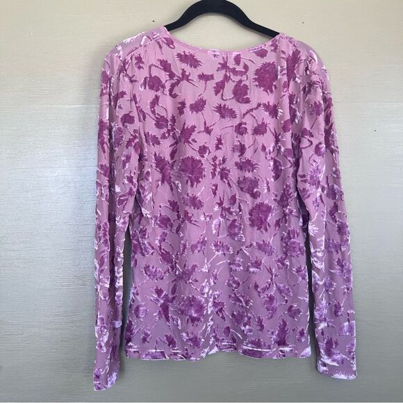 St. Michael Marks & Spencer Rose Velour Textured Long sleeve Blouse - Picture 5 of 7